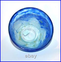 DAUM Nancy Bol coupelle ART DECO en pâte de verre bleu marbré signé 1920