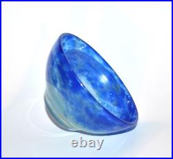 DAUM Nancy Bol coupelle ART DECO en pâte de verre bleu marbré signé 1920