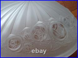 DEGUE N°502 ANCIEN VASQUE SUSPENSION LUMINAIRE ART DECO roses stylisées
