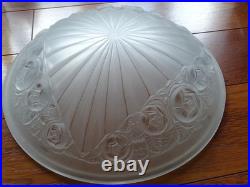DEGUE N°502 ANCIEN VASQUE SUSPENSION LUMINAIRE ART DECO roses stylisées