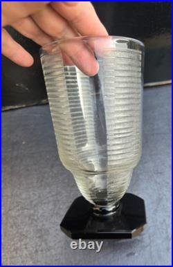Daum Nancy Vase Verre Grave Art Deco 1930 Moderniste Glass Modernist