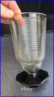 Daum Nancy Vase Verre Grave Art Deco 1930 Moderniste Glass Modernist