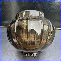 Daum nancy france vase en verre fume tres epais periode art deco 1930