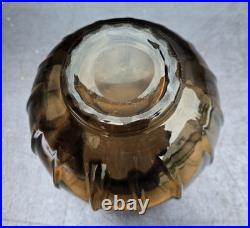 Daum nancy france vase en verre fume tres epais periode art deco 1930
