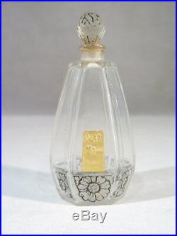 Dear Mado Lydes Paris Rare Flacon Parfum En Verre Taille Decor Fleurs Art Deco