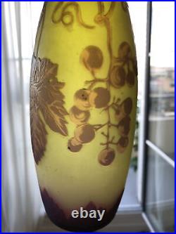 Vase Art Deco Nouveau Pate Verre dégagé acide Gallee Daum Muller Daum Degue 1920 
