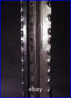 Degué Grande Lampe Art Déco En Fer Forgé Et Dôme En Verre Pressé Signé 1930