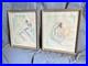 Dessins originaux Art Déco 1929 la paire 39x47 cm sous verre