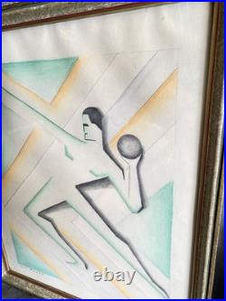 Dessins originaux Art Déco 1929 la paire 39x47 cm sous verre