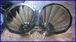 Double vase moderniste art déco en verre de Bohême Tchécoslovaquie