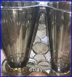 Double vase moderniste art déco en verre de Bohême Tchécoslovaquie