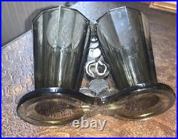 Double vase moderniste art déco en verre de Bohême Tchécoslovaquie