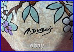 Dubois Bird Vase Oiseaux Craquele Emaille Art Deco Belgique Belge Mons Wallonne