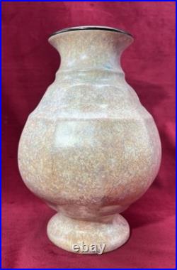 Dubois Bird Vase Oiseaux Craquele Emaille Art Deco Belgique Belge Mons Wallonne