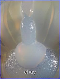 EJG EZAN Série de quatre appliques d'angle art déco verre opalescent signées