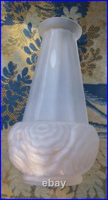 ESPAIVET VASE ART DÉCO EN VERRE SATINÉ 1920/1930 H 27 cm SIGNÉ