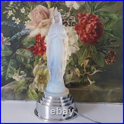 ETLING Edmond Veilleuse en verre Opalescent Figurant La Vierge Art Déco TBE