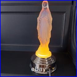 ETLING Edmond Veilleuse en verre Opalescent Figurant La Vierge Art Déco TBE