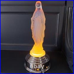 ETLING Edmond Veilleuse en verre Opalescent Figurant La Vierge Art Déco TBE