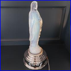 ETLING Edmond Veilleuse en verre Opalescent Figurant La Vierge Art Déco TBE