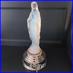ETLING Edmond Veilleuse en verre Opalescent Figurant La Vierge Art Déco TBE