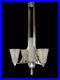 Ejg Lustre Art Déco En Bronze Nickelé Et Tulipes En Verre Pressé 1930