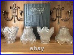 Élégance Intemporelle Lot de 4 Tulipes Art Déco en Verre Givré