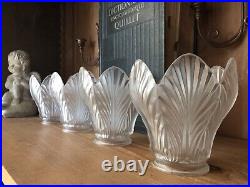 Élégance Intemporelle Lot de 4 Tulipes Art Déco en Verre Givré