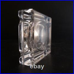 Encrier cendrier cristal carré verre vintage art déco design XXe France N3964