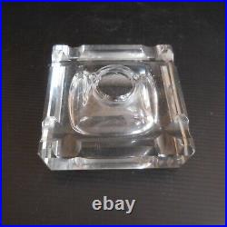 Encrier cendrier cristal carré verre vintage art déco design XXe France N3964