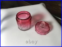 Ensemble De Toilette / Coiffeuse Verre Teinte Rose Et 2 Bleu 1930/1950