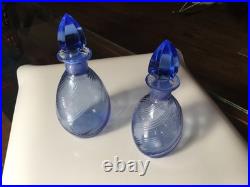 Ensemble De Toilette / Coiffeuse Verre Teinte Rose Et 2 Bleu 1930/1950 Ensemble De Toilette / Coiffeuse Verre Teinte Rose Et 2 Bleu 1930/1950