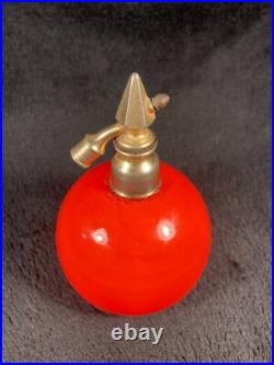 Ensemble de toilette en verre soufflé rouge et noir, Art Déco