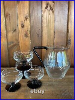 Ensemble de verres Art Déco 4 x coupes à champagne, 5 x verres à vin et carafe