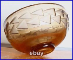 Epaisse Coupe Ronde En Verre Fumé, Jean Luce (1895-1964) Art Deco 1925