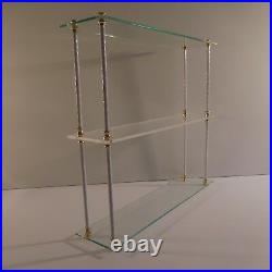 Etagère verre plexiglas métal doré art déco fait main design XXe France N3434