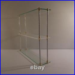 Etagère verre plexiglas métal doré art déco fait main design XXe France N3434