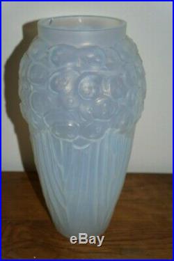 Etling Edmond Opalescent Glass Vase Monnaie Du Pape Art Deco 1930