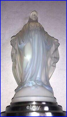 Etling France Statuette Art Déco Vierge Miraculeuse Verre Opalescent