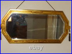 Exceptionnel Miroir Art Déco Moulures Dorures Verre Biseauté Pompon en Métal