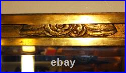 Exceptionnel Miroir Art Déco Moulures Dorures Verre Biseauté Pompon en Métal