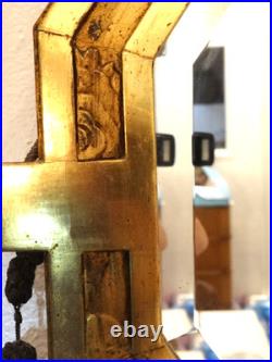 Exceptionnel Miroir Art Déco Moulures Dorures Verre Biseauté Pompon en Métal