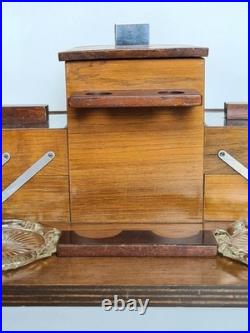 Exceptionnel ensemble de fumeur de pipe Art-déco en bois, métal et verre 1930