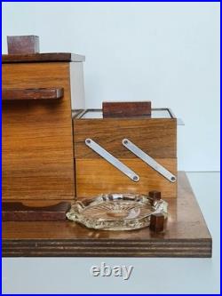 Exceptionnel ensemble de fumeur de pipe Art-déco en bois, métal et verre 1930