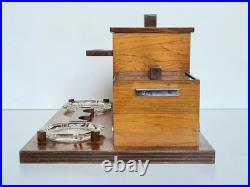 Exceptionnel ensemble de fumeur de pipe Art-déco en bois, métal et verre 1930