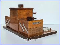 Exceptionnel ensemble de fumeur de pipe Art-déco en bois, métal et verre 1930