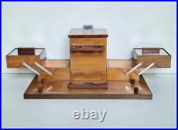 Exceptionnel ensemble de fumeur de pipe Art-déco en bois, métal et verre 1930