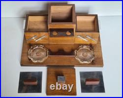 Exceptionnel ensemble de fumeur de pipe Art-déco en bois, métal et verre 1930