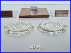 Exceptionnel ensemble de fumeur de pipe Art-déco en bois, métal et verre 1930