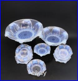 Ezan verre opalescent service à entremet dessert salade de fruit Art Déco Ezan verre opalescent service à entremet dessert salade de fruit Art Déco